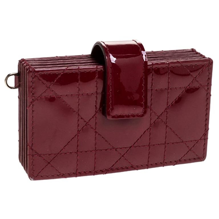 Dior Red Quilted Patent Leather Lady Dior Gusset Card Case For Sale At 