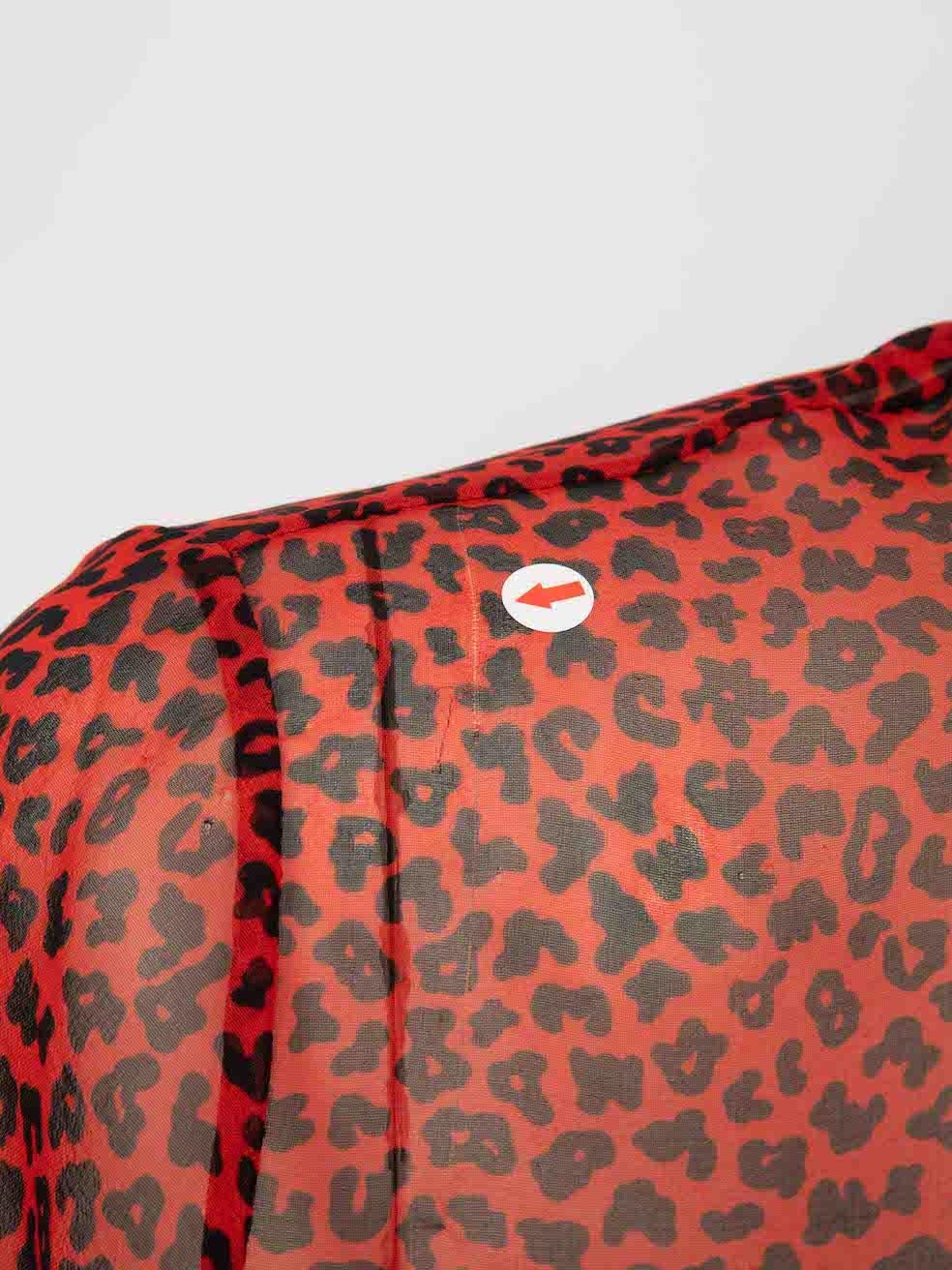 Women's Dior Red Silk Leopard Print Sheer Blouse Size XS For Sale