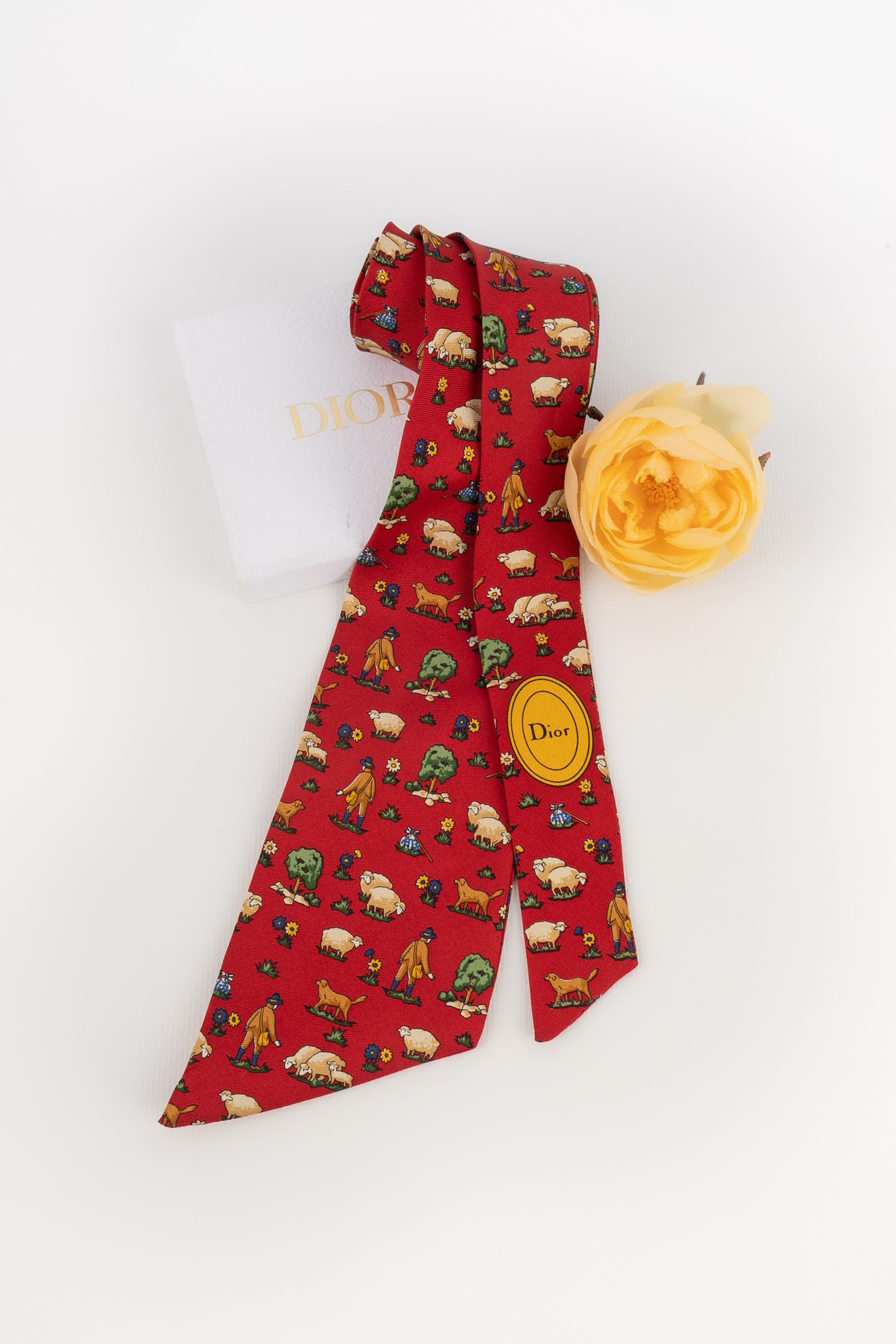 Dior Red Silk Twill Mitzah For Sale 1
