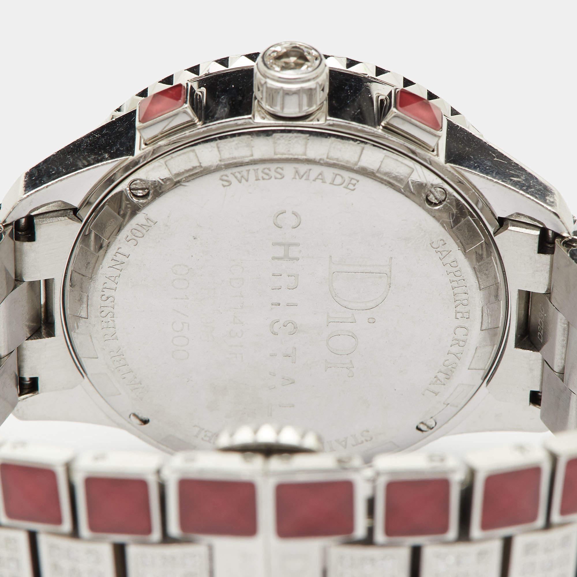 Aesthetic Movement Dior Red Stainless Steel Diamond Limited Edition Christal CD11413FM001 Women's W