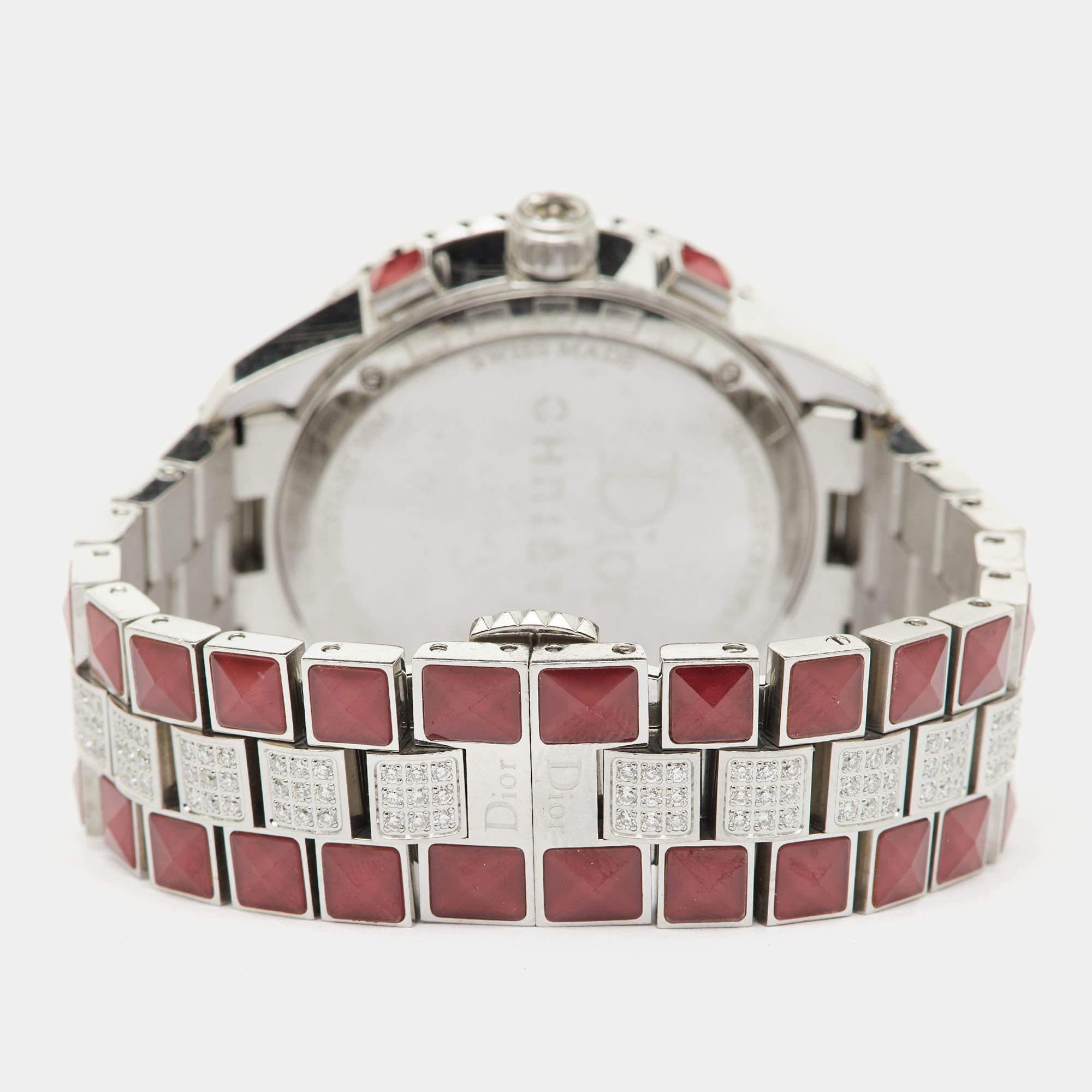 Dior Red Stainless Steel Diamond Limited Edition Christal CD11413FM001 Women's W 4