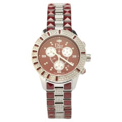 Dior Red Stainless Steel Diamond Limited Edition Christal CD11413FM001 Women's W