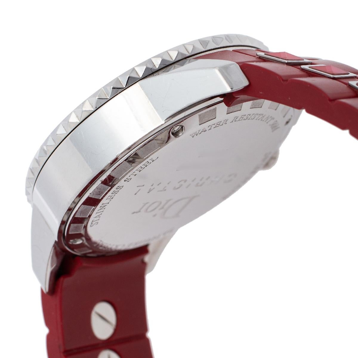 Dior Red Stainless Steel Diamonds Christal CD11431B Women's Wristwatch 38 mm 1