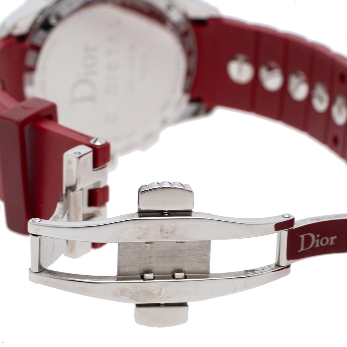 Dior Red Stainless Steel Diamonds Christal CD11431B Women's Wristwatch 38 mm 2