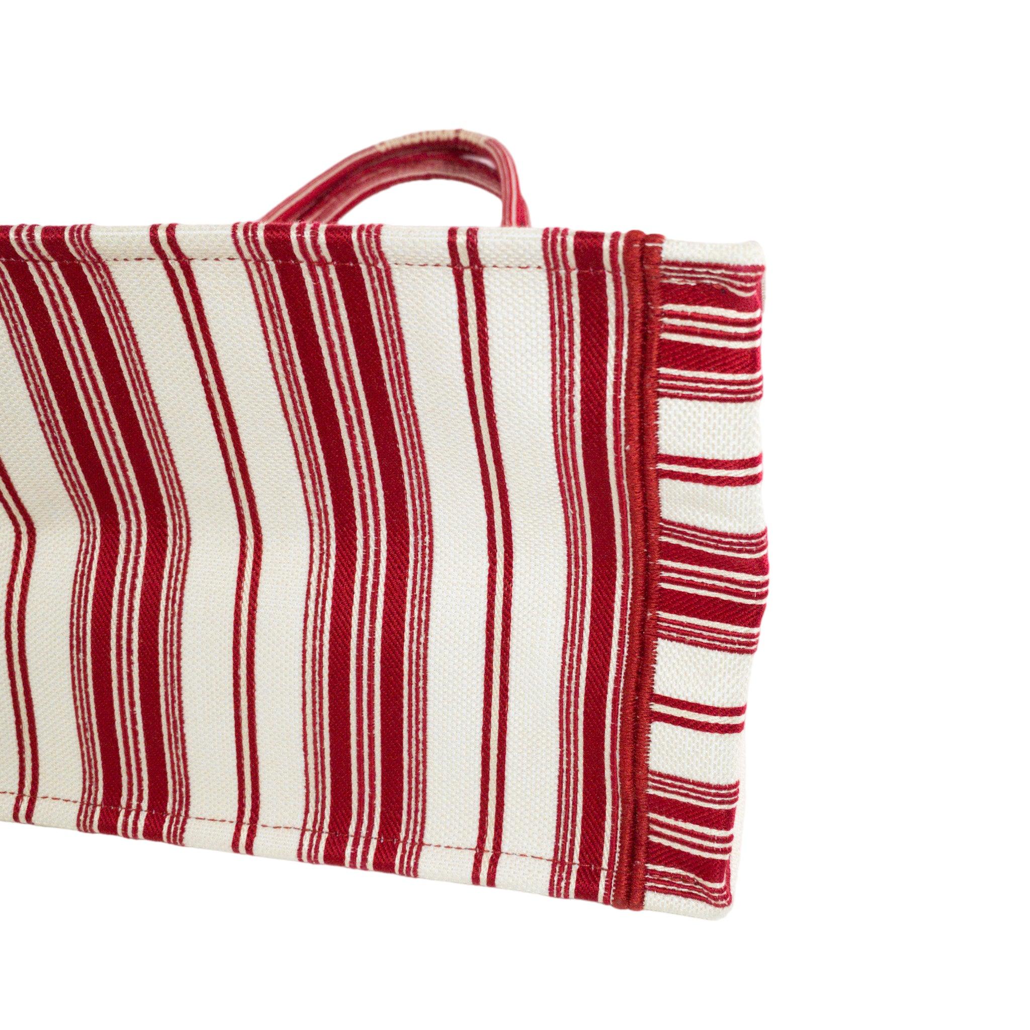 Dior Red Striped Embroidered Large Book Tote  For Sale 2