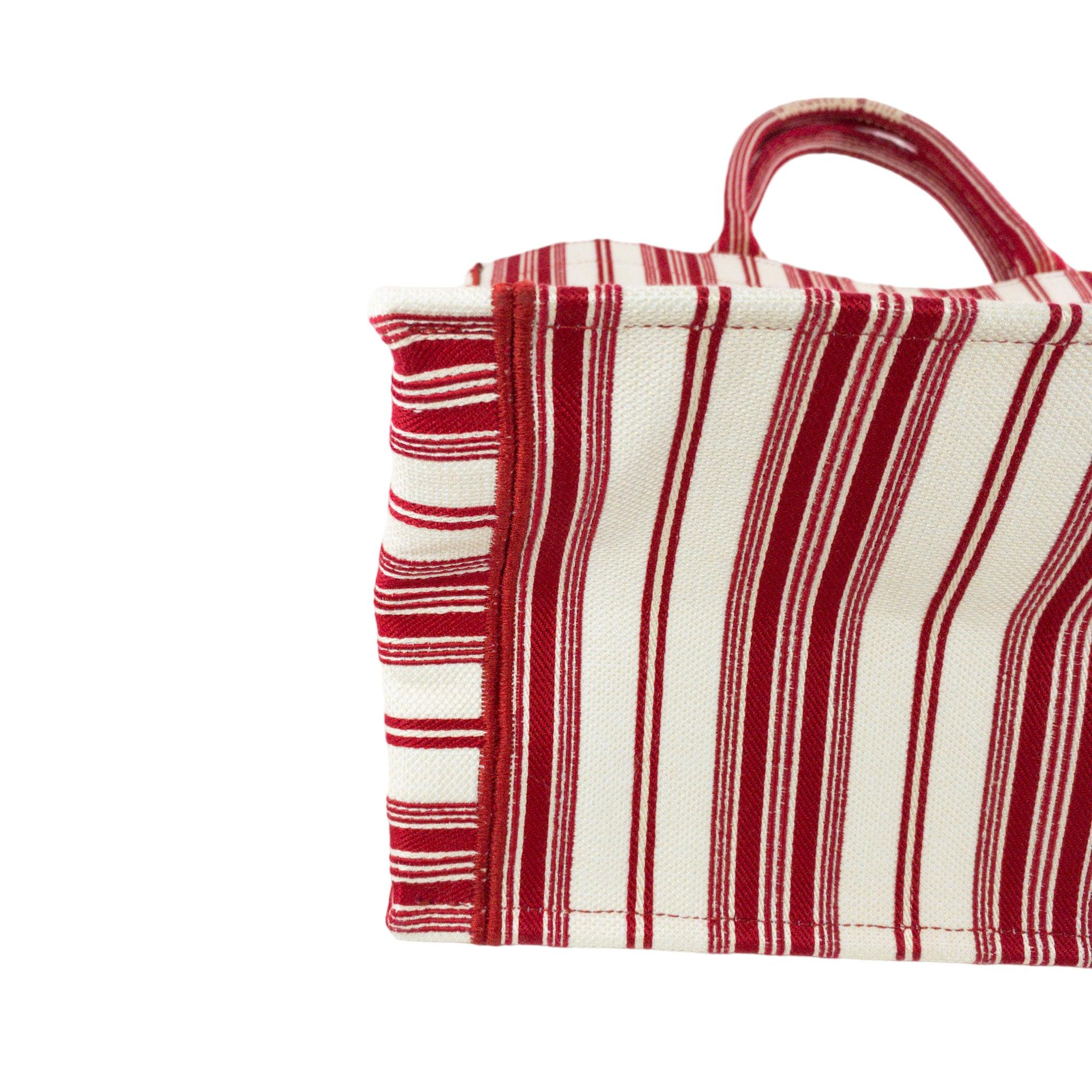 Dior Red Striped Embroidered Large Book Tote  For Sale 4