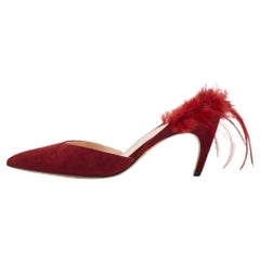 Dior Red Suede and Feather Ethnie Slingback Sandals Size 40