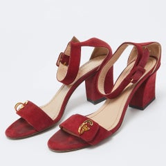 Dior Red Suede C'est Ankle Strap Sandals Size 37