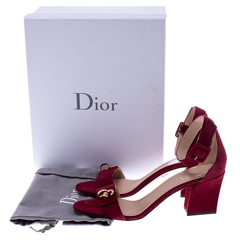 Dior Red Suede C'est Open Toe Ankle Strap Sandals Size 39.5 3