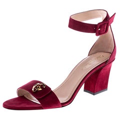 Dior Red Suede C'est Open Toe Ankle Strap Sandals Size 39.5