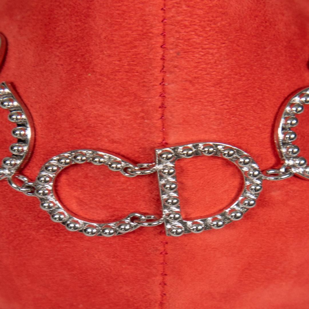 Donna Dior Red Suede Logo Chain Pumps Taglia IT 41 in vendita