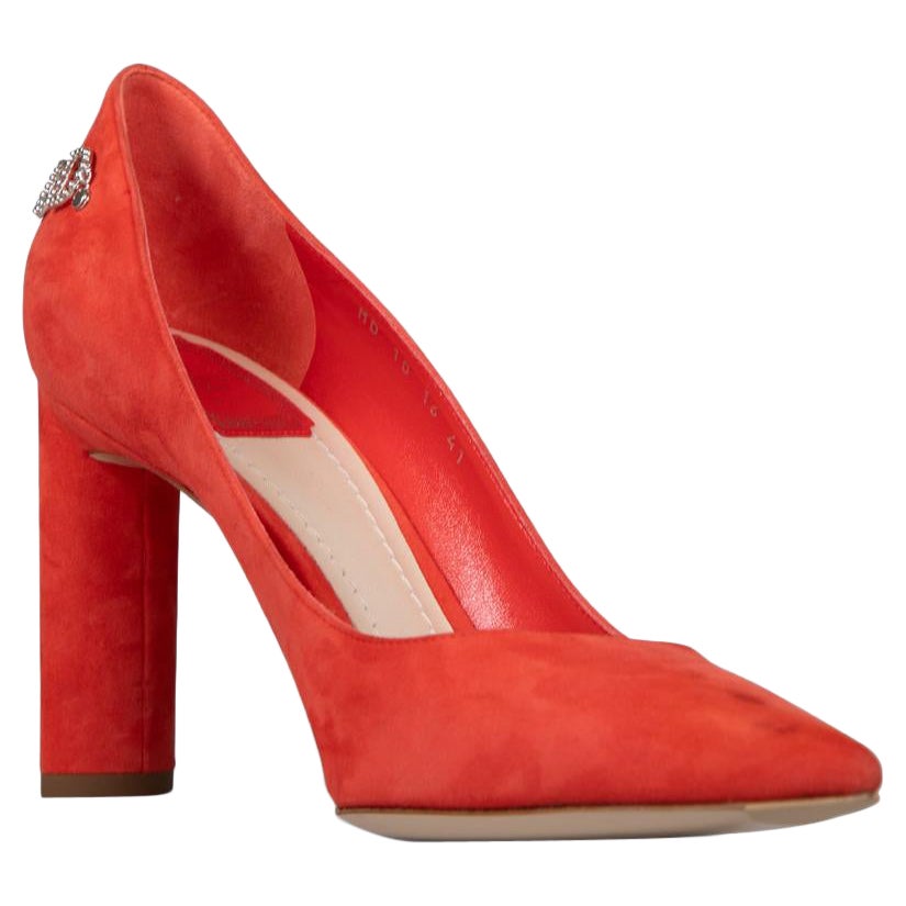 Escarpins Dior en daim rouge avec logo, taille IT 41