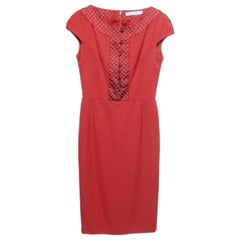 Dior Vestido de lana rojo con mangas casquillo S