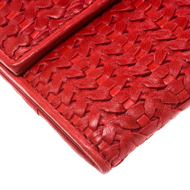 Dior Red Woven Leather Clutch 6
