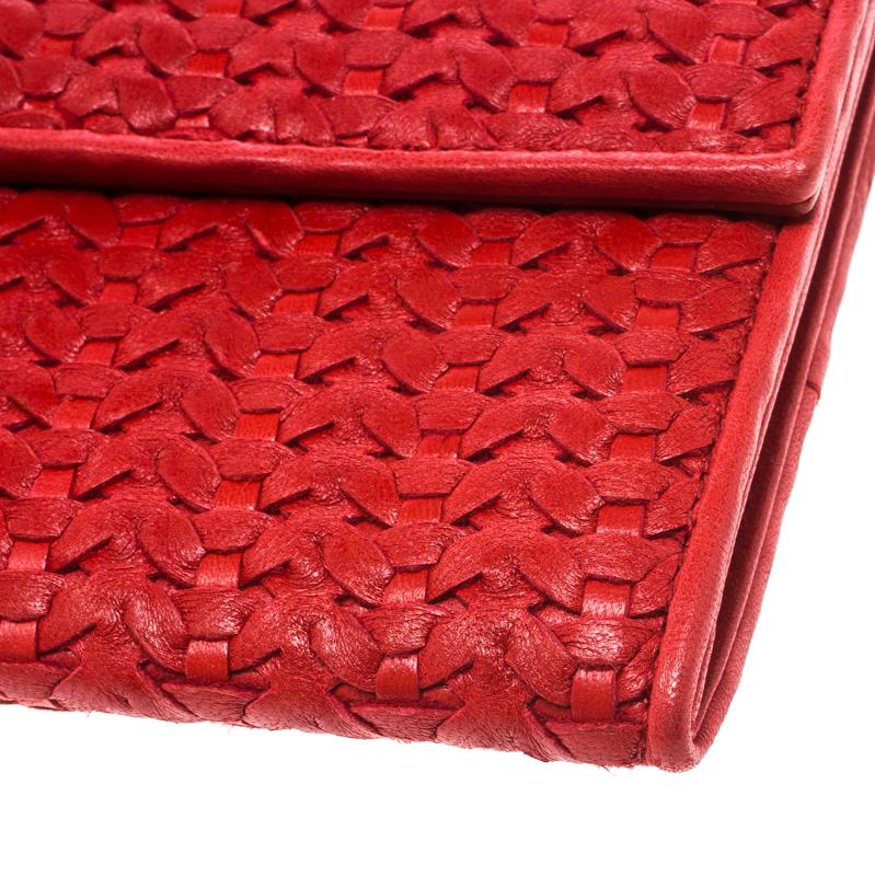 Dior Red Woven Leather Clutch 7