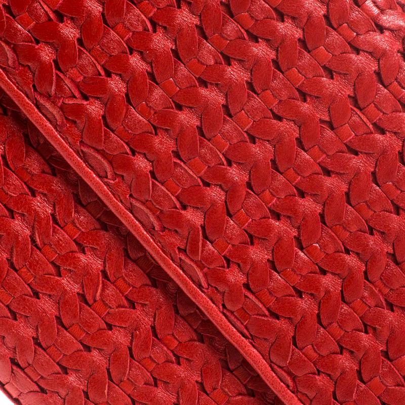 Dior Red Woven Leather Clutch 2