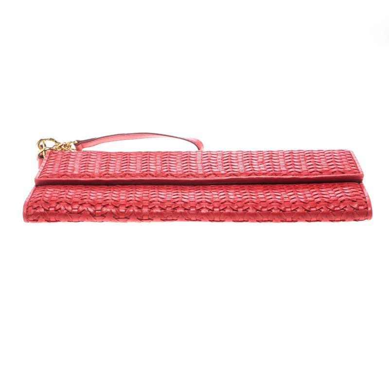 Dior Red Woven Leather Clutch 1