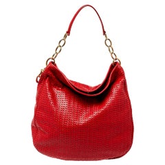 Dior Red Woven Leather Soft Lady Dior Hobo