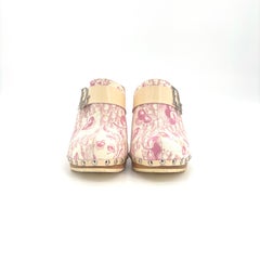 Dior Retro Vintage Trotter Print Logo Embellished Pink Blossom Clogs Mules 39