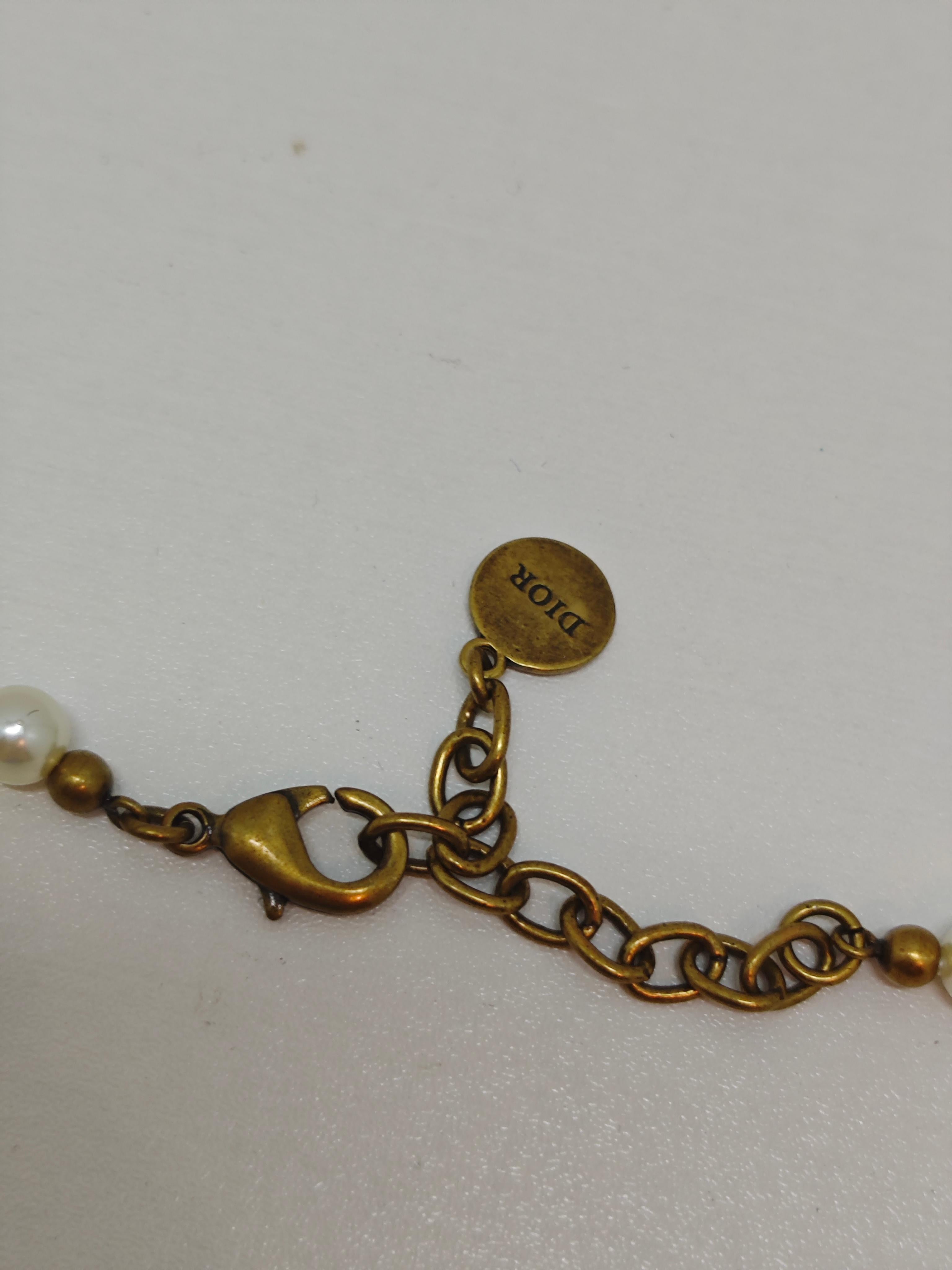 Dior Rhinestone Antique CD Pearl Choker Necklace In Excellent Condition For Sale In PUTNEY, NSW