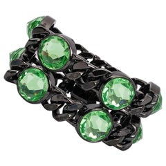 Dior Strass-Armband aus dunkelsilbernem, silbernem Metall