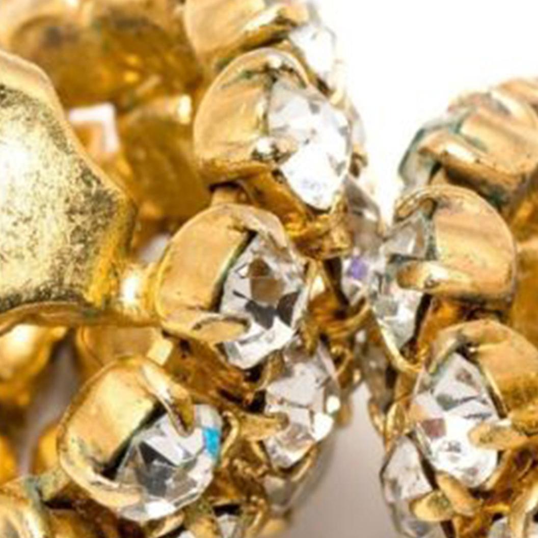 Women's Dior Rhinestone Flower Gold Clip-on