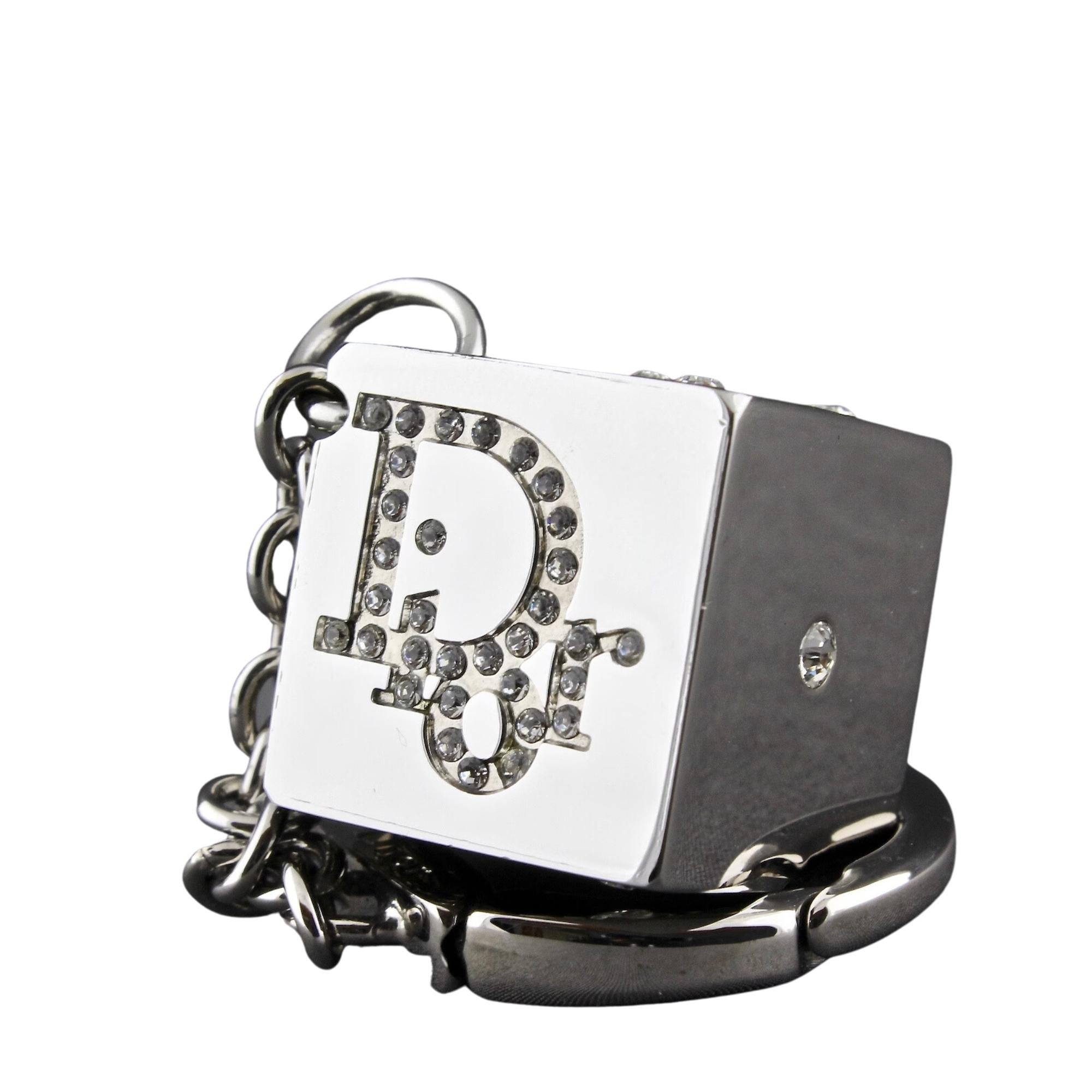 Dior Rhinestone Gambler Dice Keyring Keychain For Sale 2
