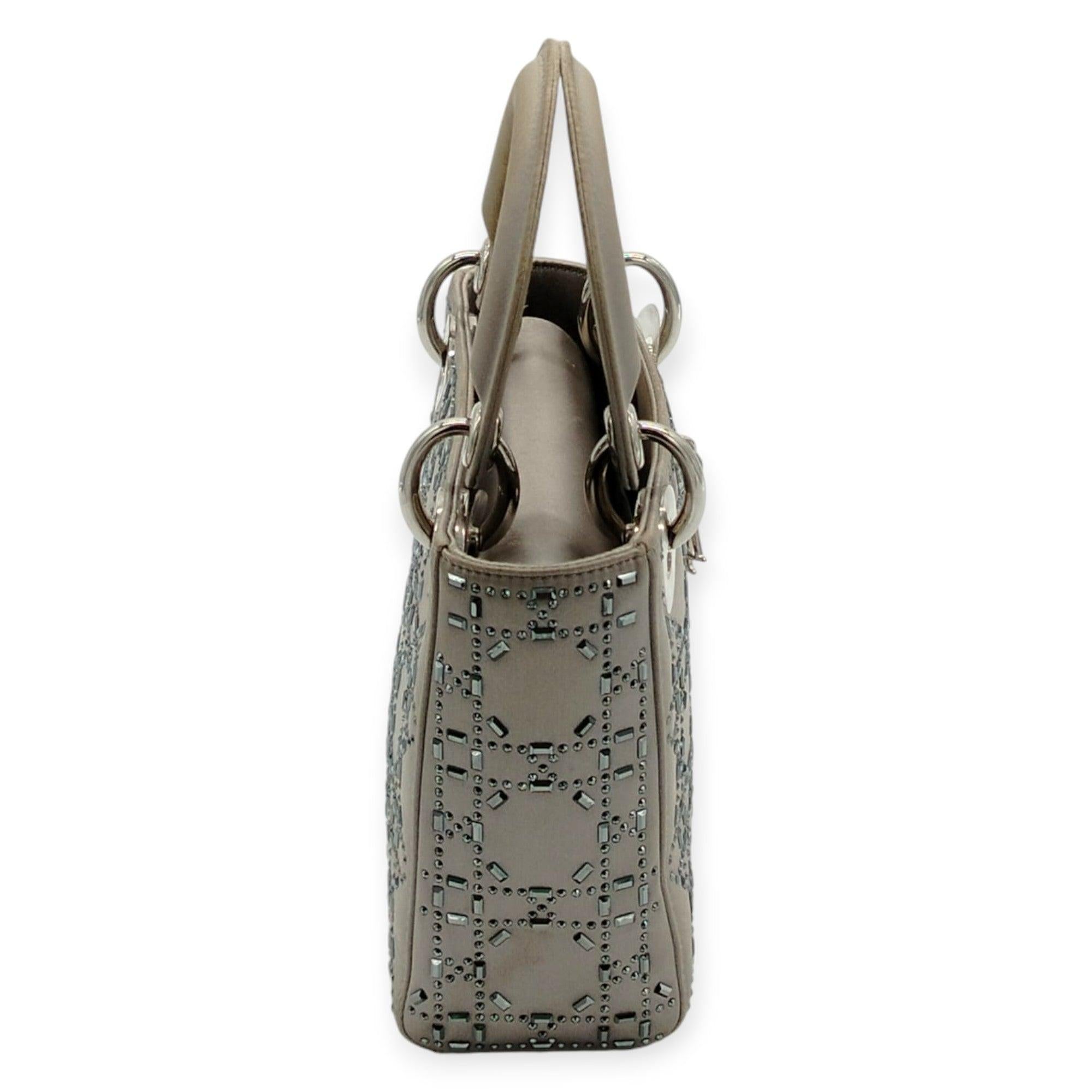Gray Dior Rhinestone Mini Lady Dior Bag - '10s