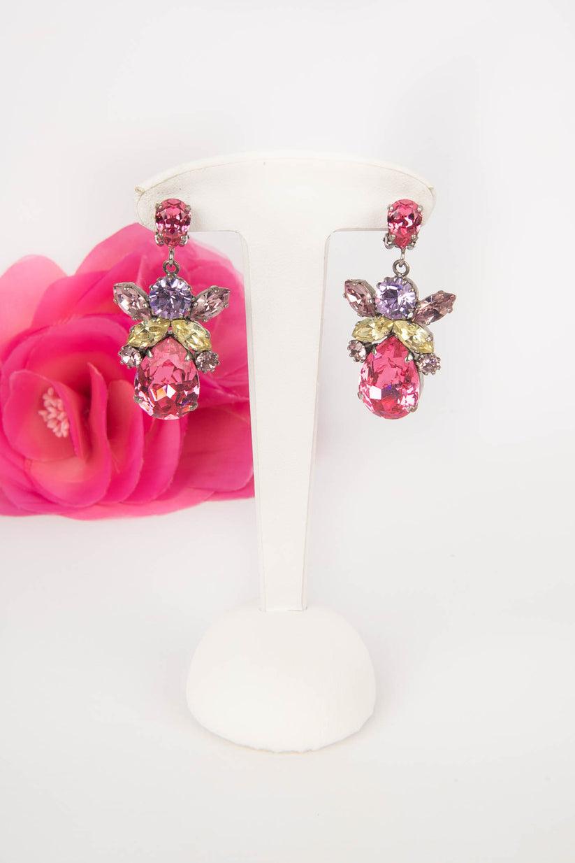 Dior Rhinestone Silvery Metal Clip-On Earrings For Sale 3