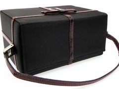 Dior Ribbon Box Vanity 228292 Black X Red Leather Nylon Clutch