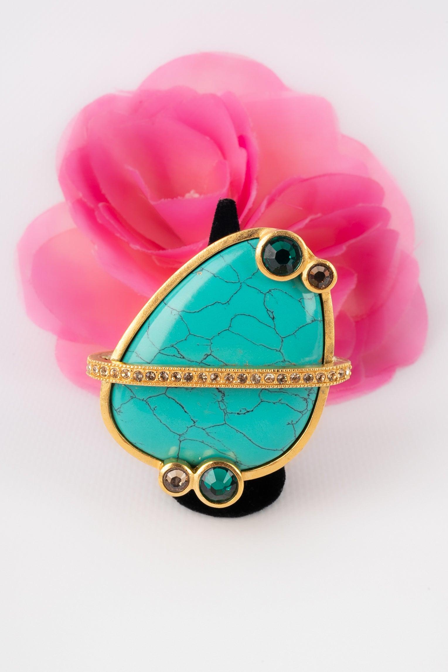 Dior Ring mit Strasssteinen und Hartstein-Cabochon im Angebot 6