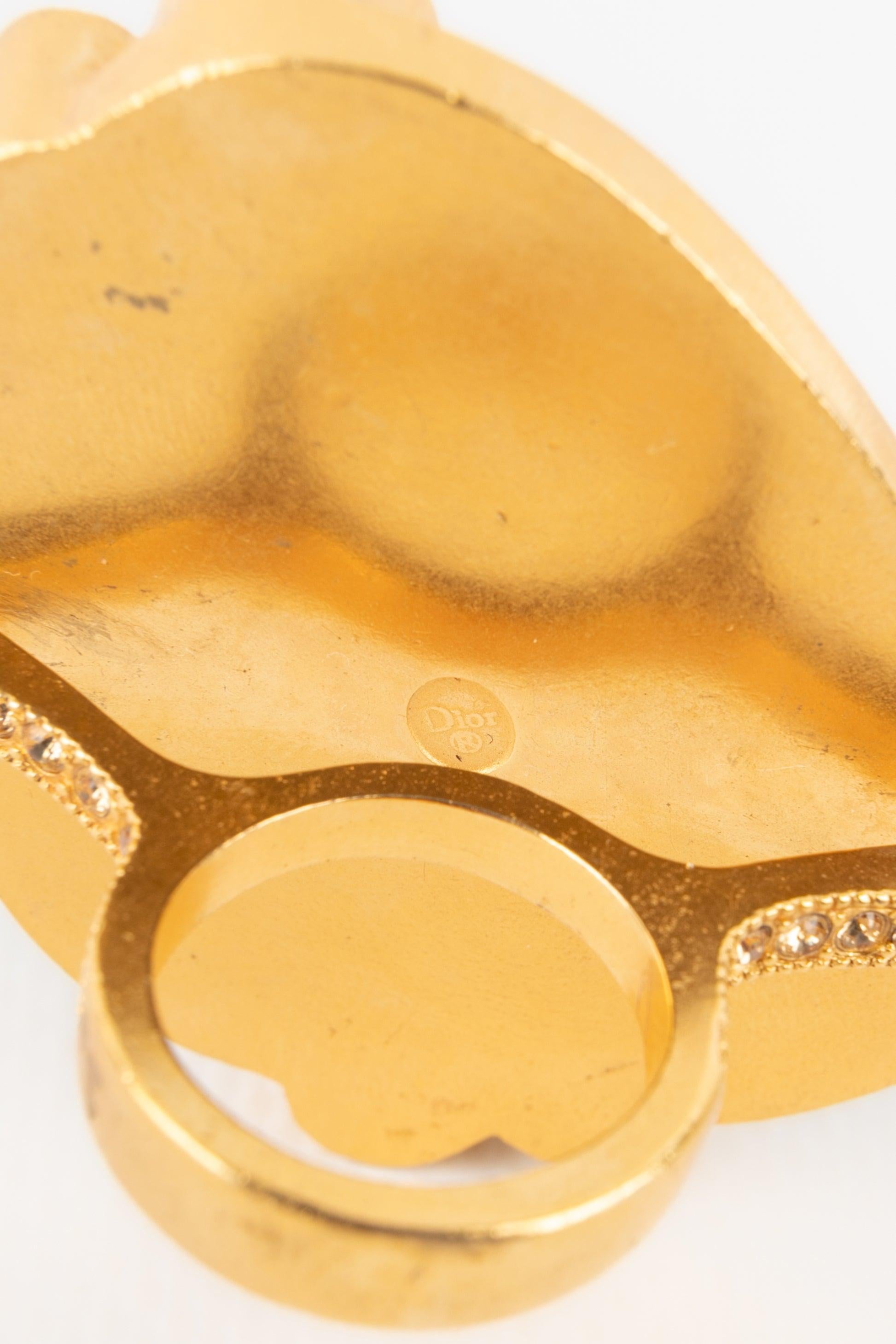 Dior Ring mit Strasssteinen und Hartstein-Cabochon im Angebot 5
