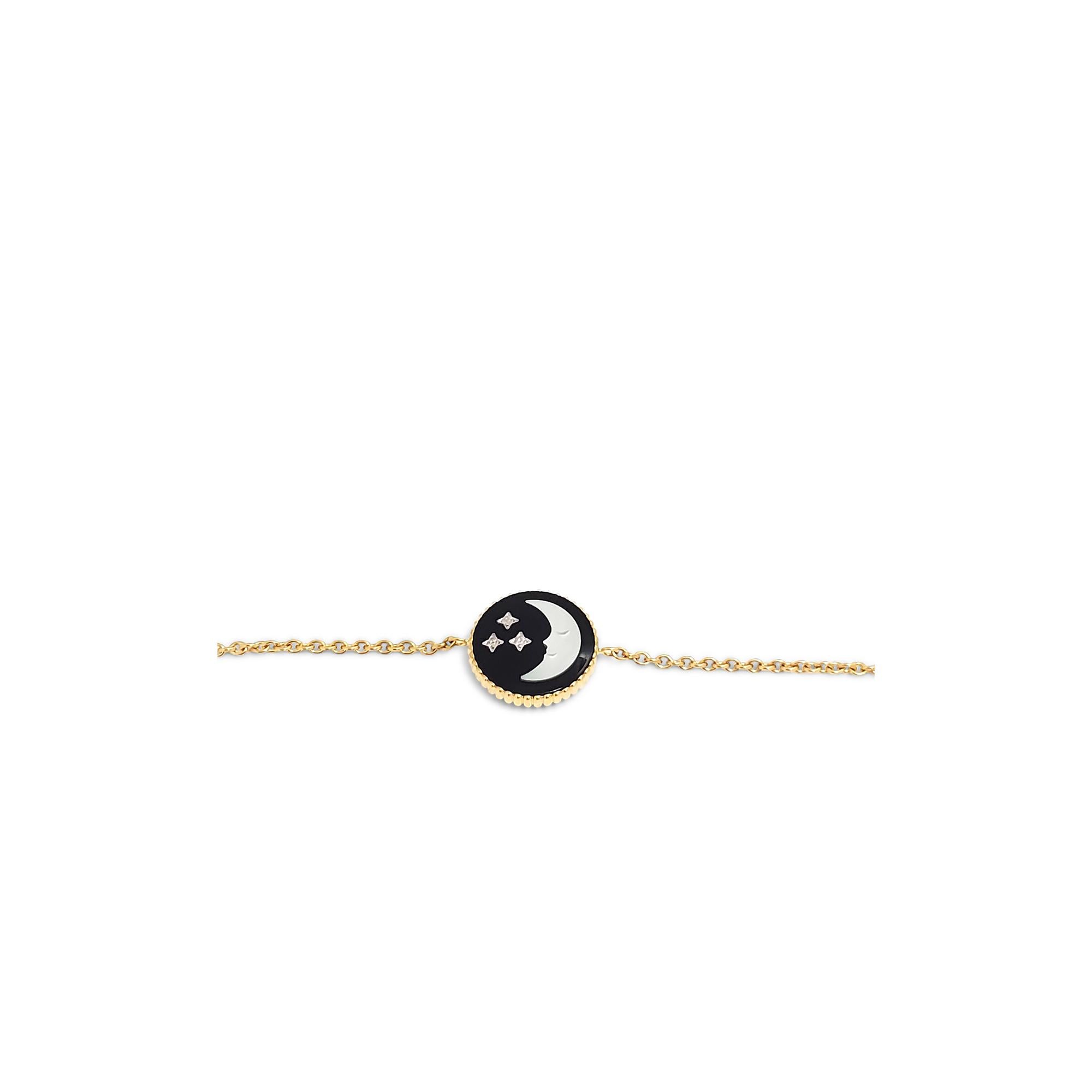 Dior 'Rose Celeste' Gelbgold Onyx, Diamant, Perlmutt-Armband (Rundschliff)