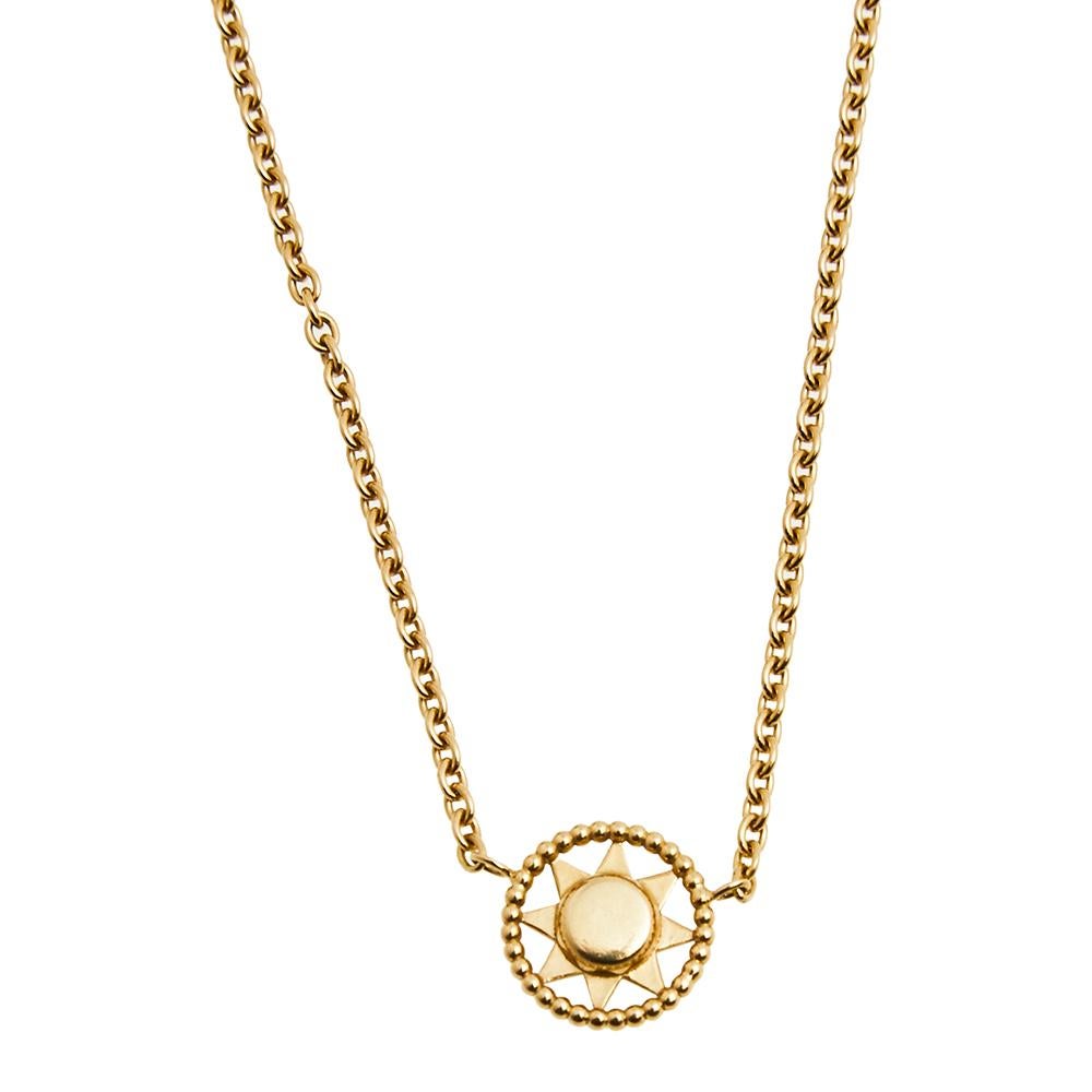 Women's Dior Rose de Vents Diamond 18K Yellow Gold Pendant Necklace