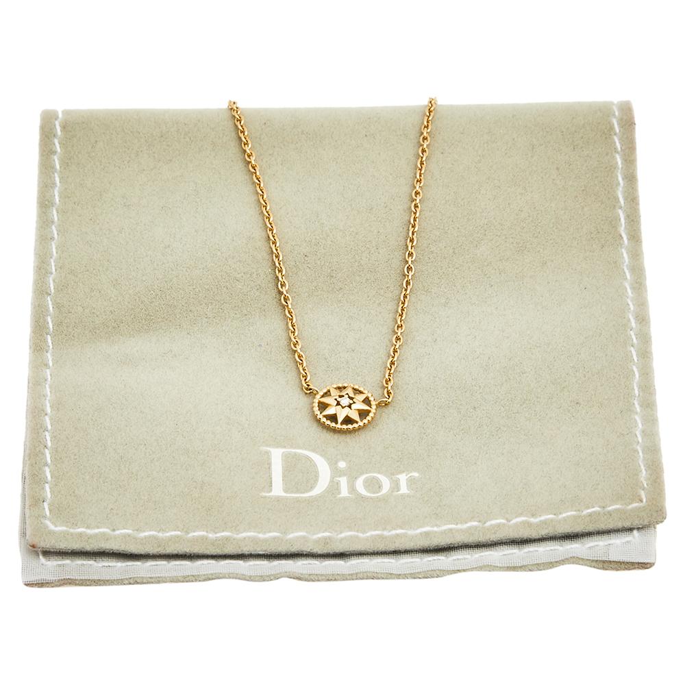 Women's Dior Rose de Vents Diamond 18K Yellow Gold Pendant Necklace
