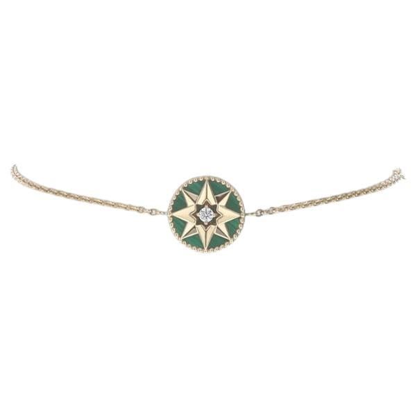 Dior Rose de Vents Diamond Malachite Bracelet Yellow Gold 18k North Star Adjust For Sale