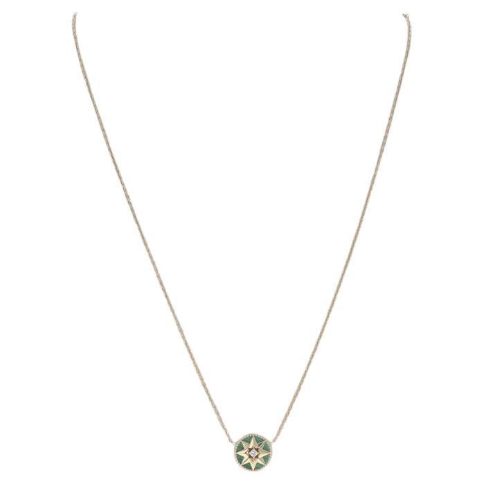 Dior Rose de Vents Diamond Malachite Necklace Yellow Gold 18k North Star Adjust