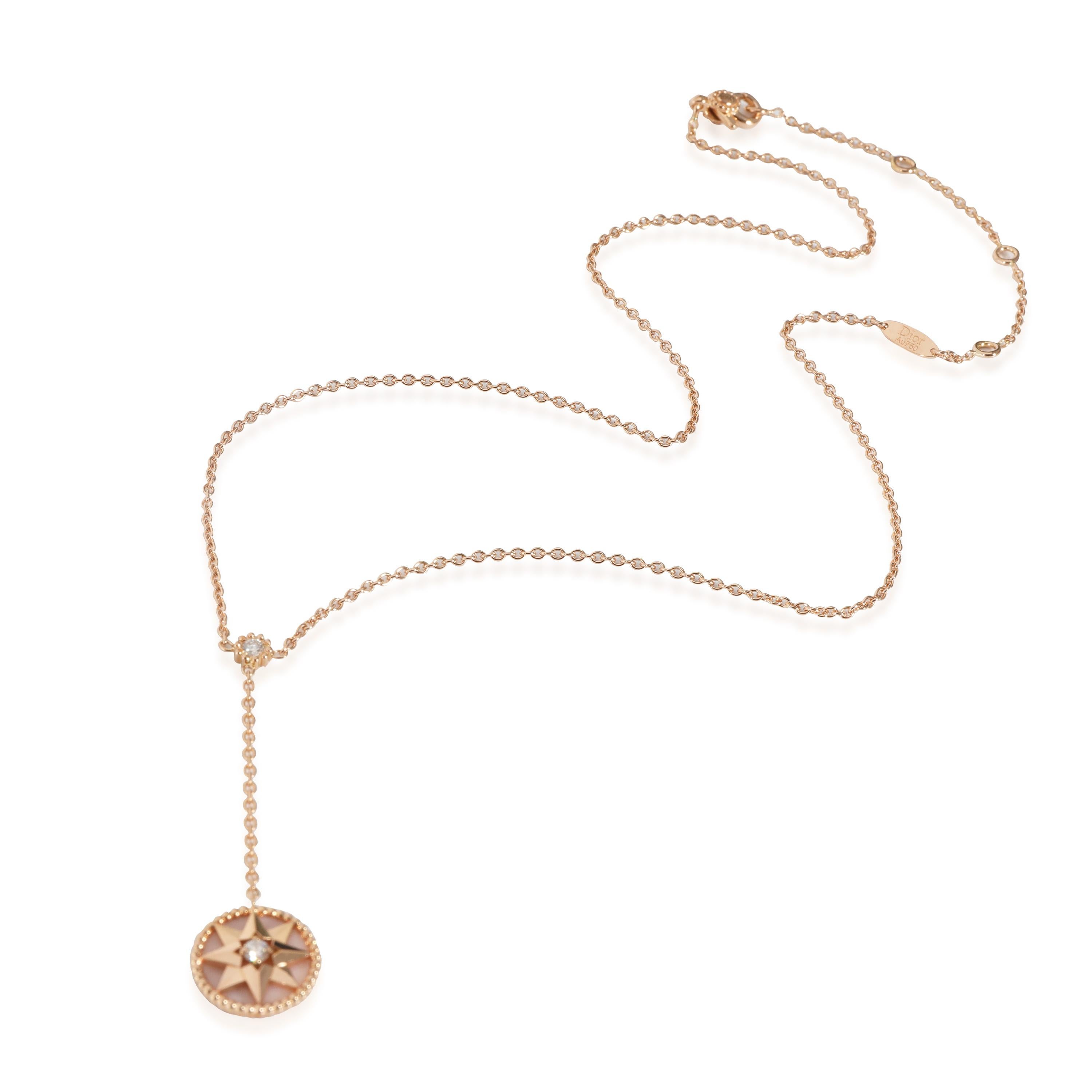 Dior Rose De Vents Lariat-Anhänger mit Perlmutt- und Diamant 0,10 Karat für Damen oder Herren