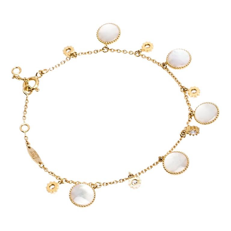 Dior Rose Des Vents 18K Yellow Gold Mother of Pearl Diamonds Bracelet