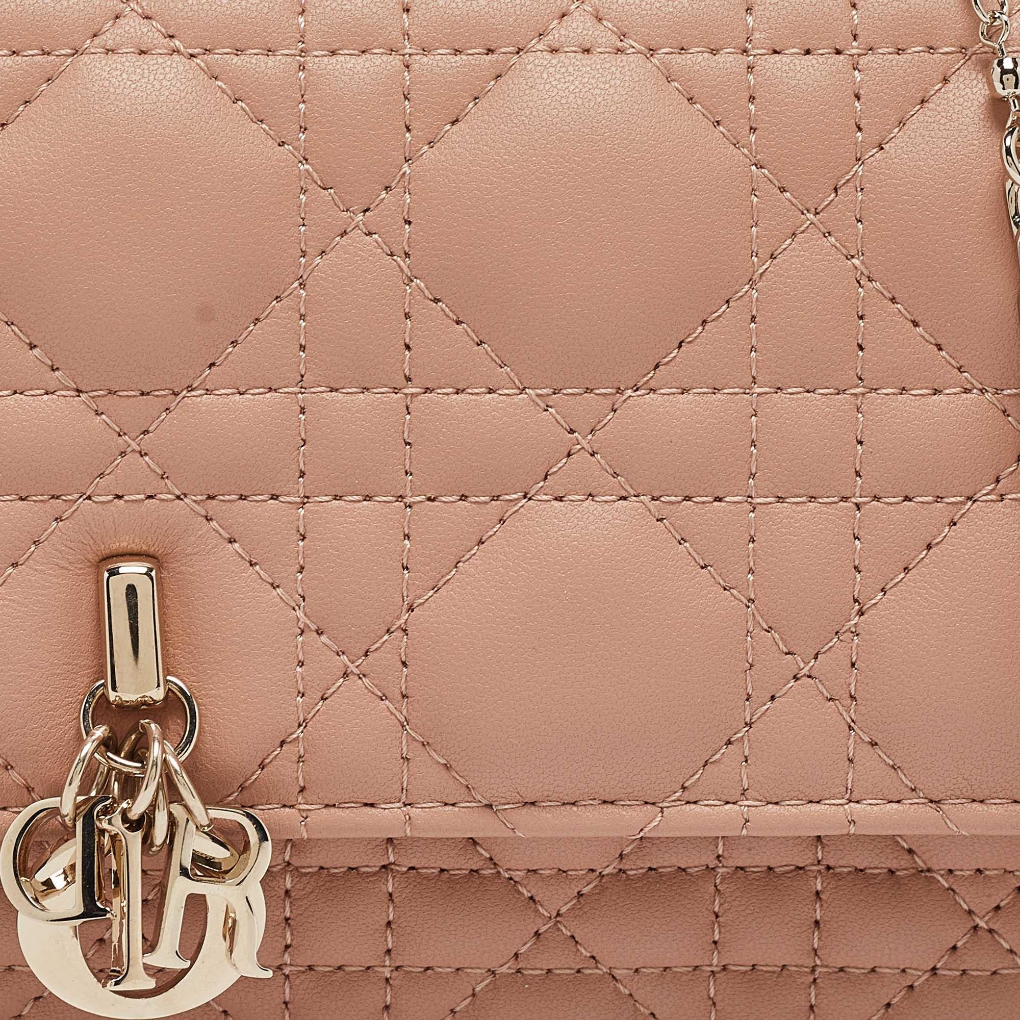 Women's Dior Rose des Vents Cannage Leather Mini My Dior Top Handle Bag