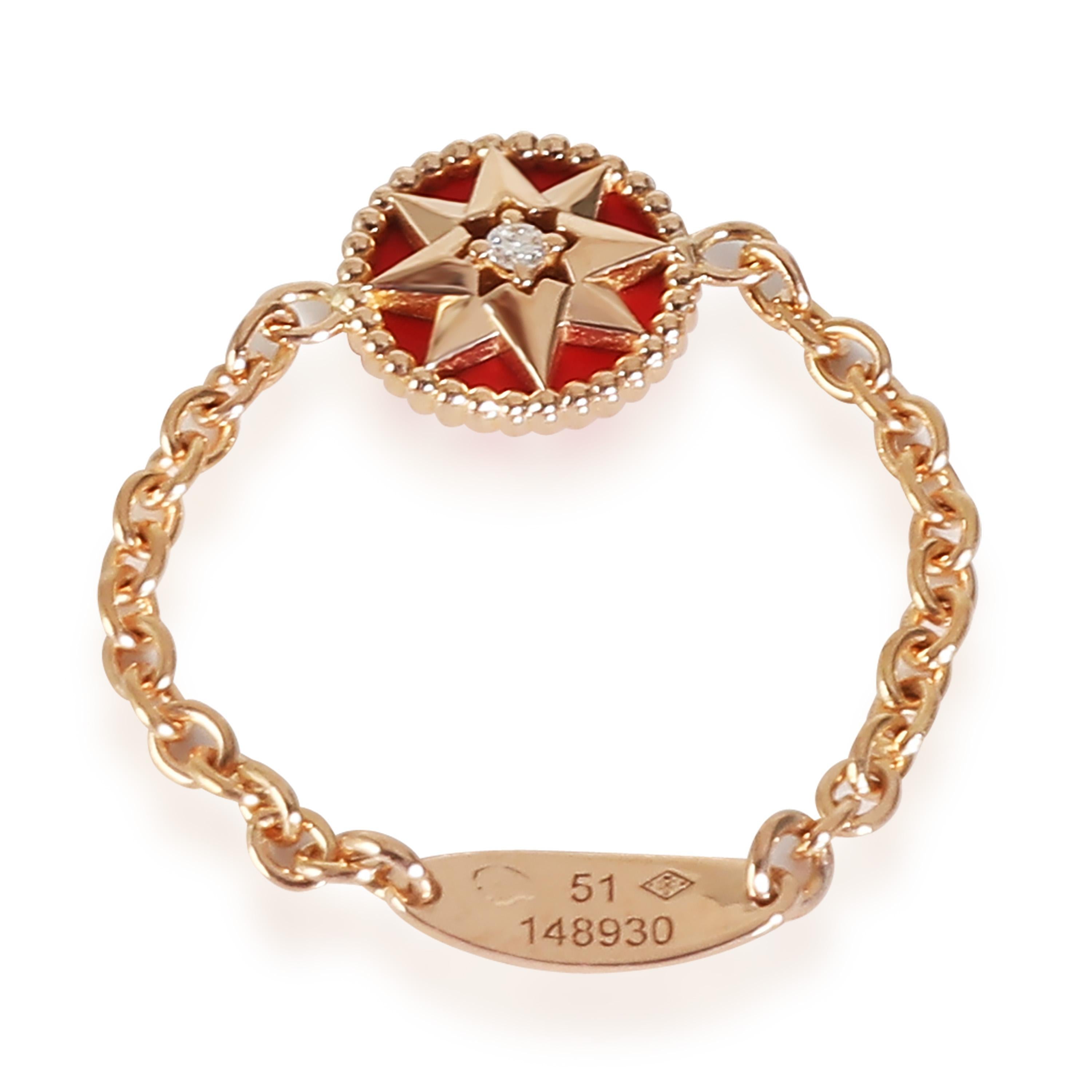 Dior Rose Des Vents Chain Ring With Red Lacquer & Diamond in 18KT Rose Gold

PRIMARY DETAILS
SKU: 139414
Listing Title: Dior Rose Des Vents Chain Ring With Red Lacquer & Diamond in 18KT Rose Gold
Condition Description: Retails for 1800 USD. In