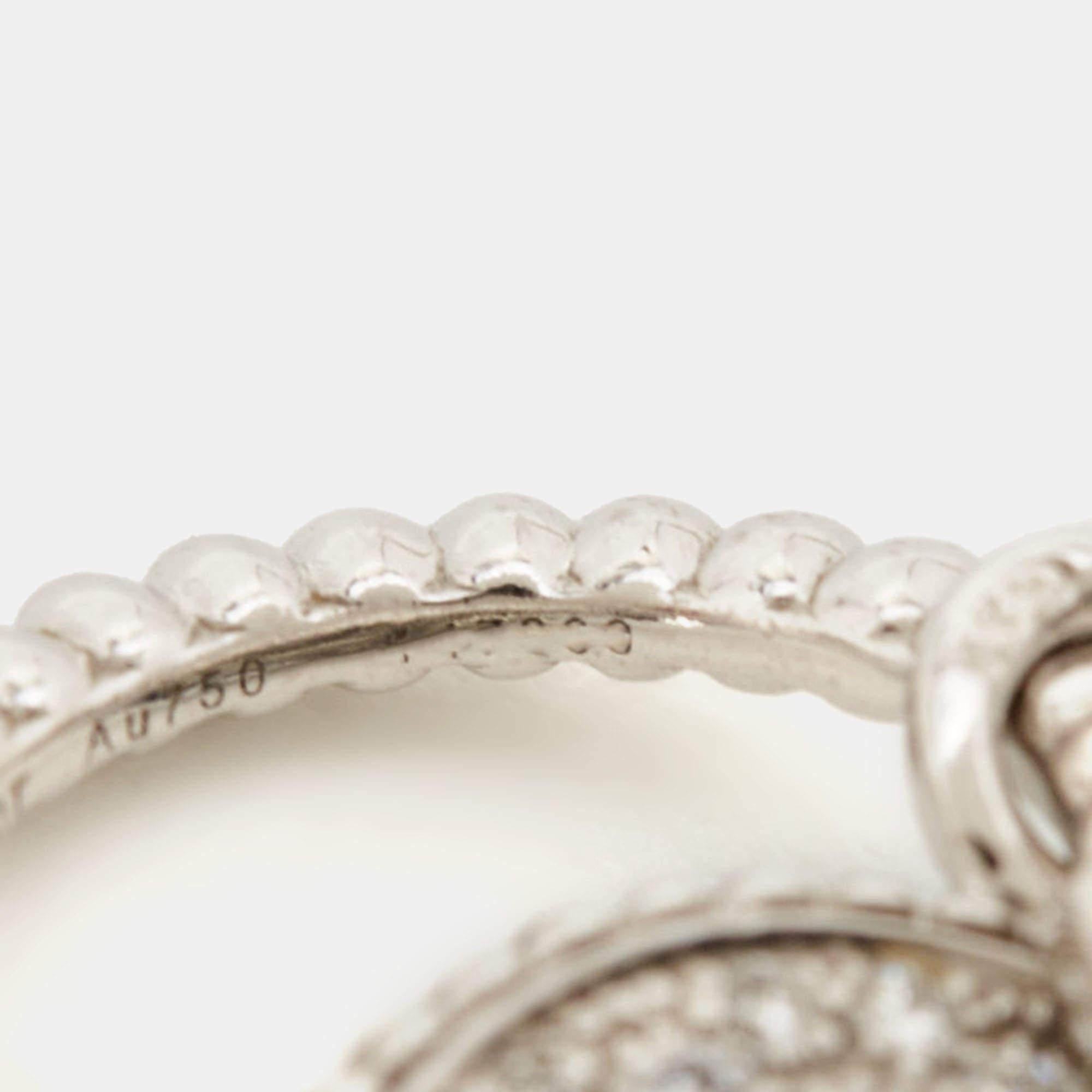 Dior Rose Des Vents Diamond 18k White Gold Earrings In Good Condition In Dubai, Al Qouz 2