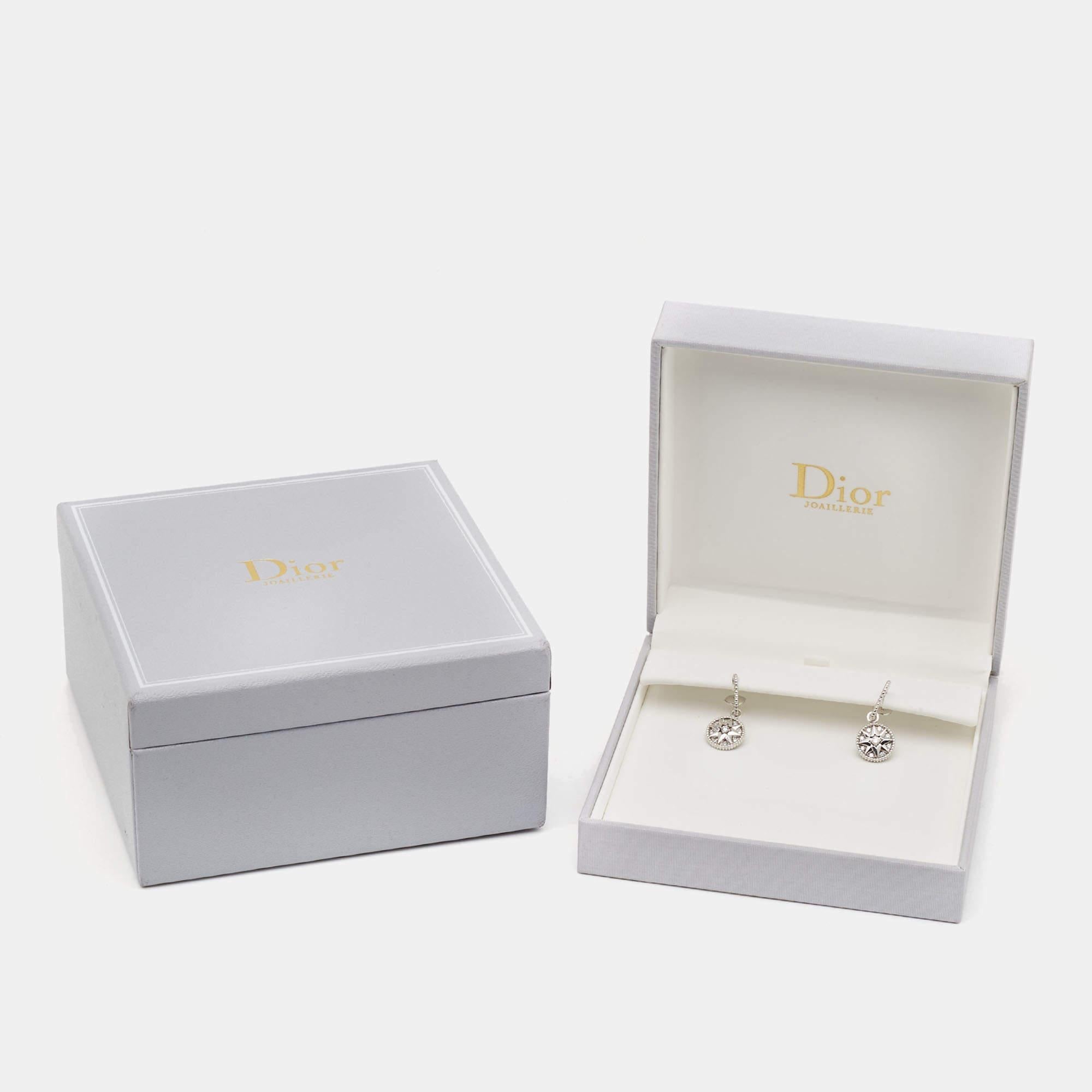 Dior Rose Des Vents Diamond 18k White Gold Earrings 2