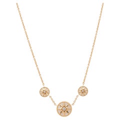 Dior Rose Des Vents Diamant Perlmutt 18 kt Gold Drei Medaillen Halskette