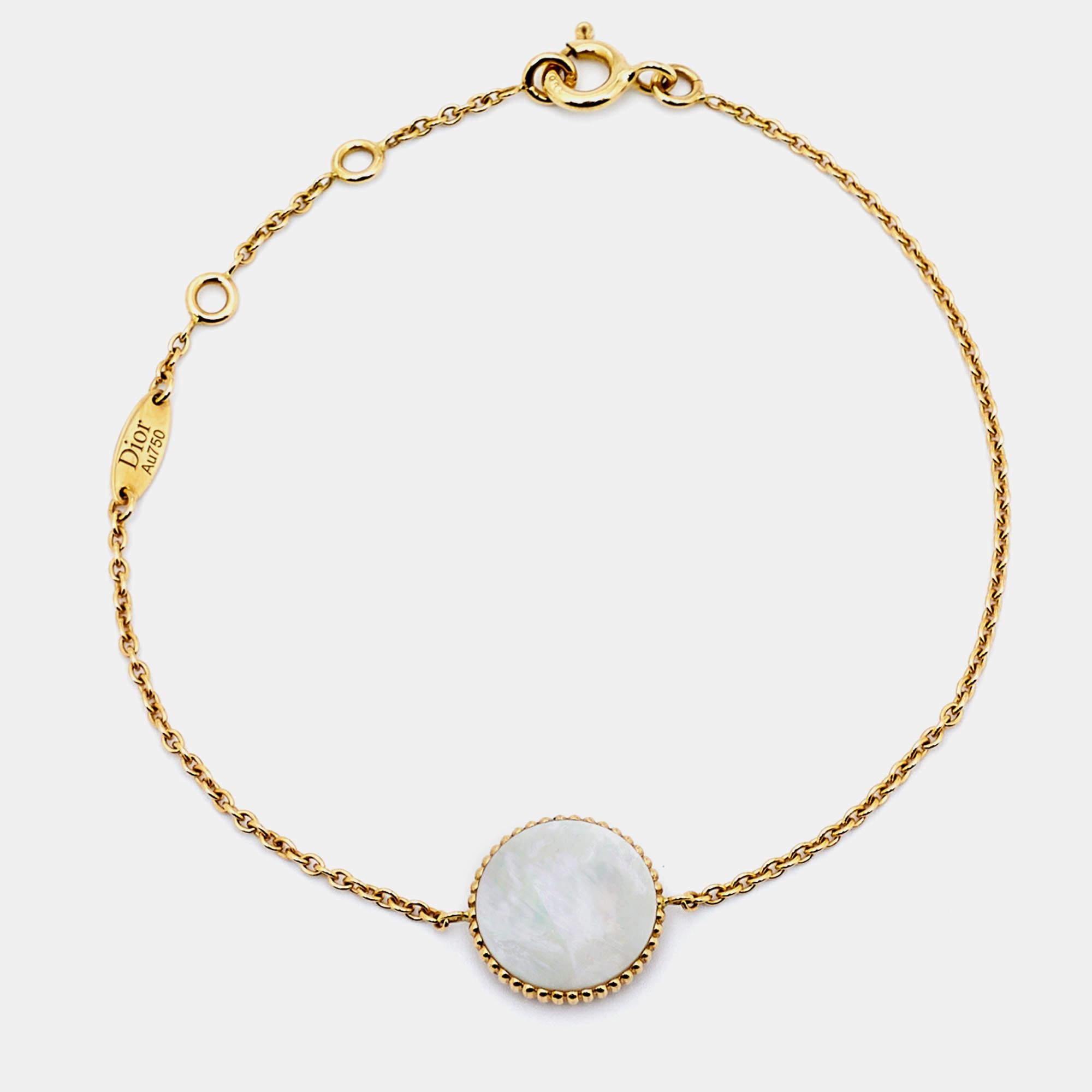 Victoire de Castellane, the Creative Director of Dior's fine jewelry division, gives a spin to the house's star symbol in this Rose des Vents bracelet using the windrose or Rose of the Winds, which is an eight-pointed star. The bracelet comes made
