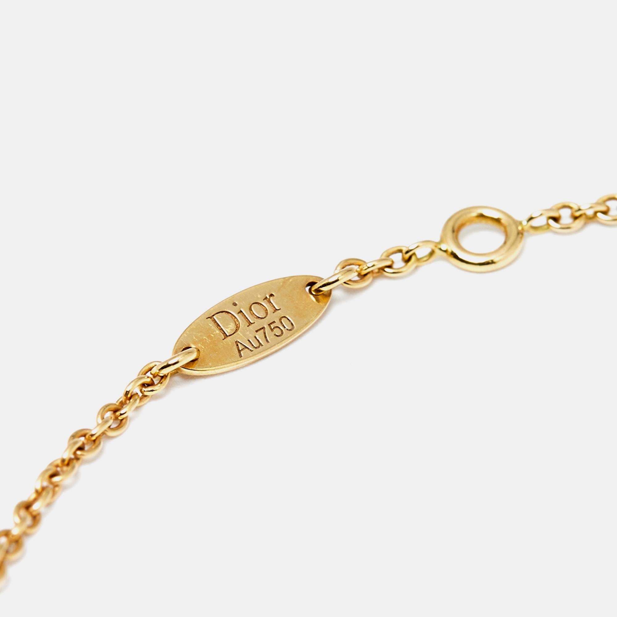 Dior Rose Des Vents Diamond Mother of Pearl 18k Yellow Gold Bracelet In Good Condition For Sale In Dubai, Al Qouz 2