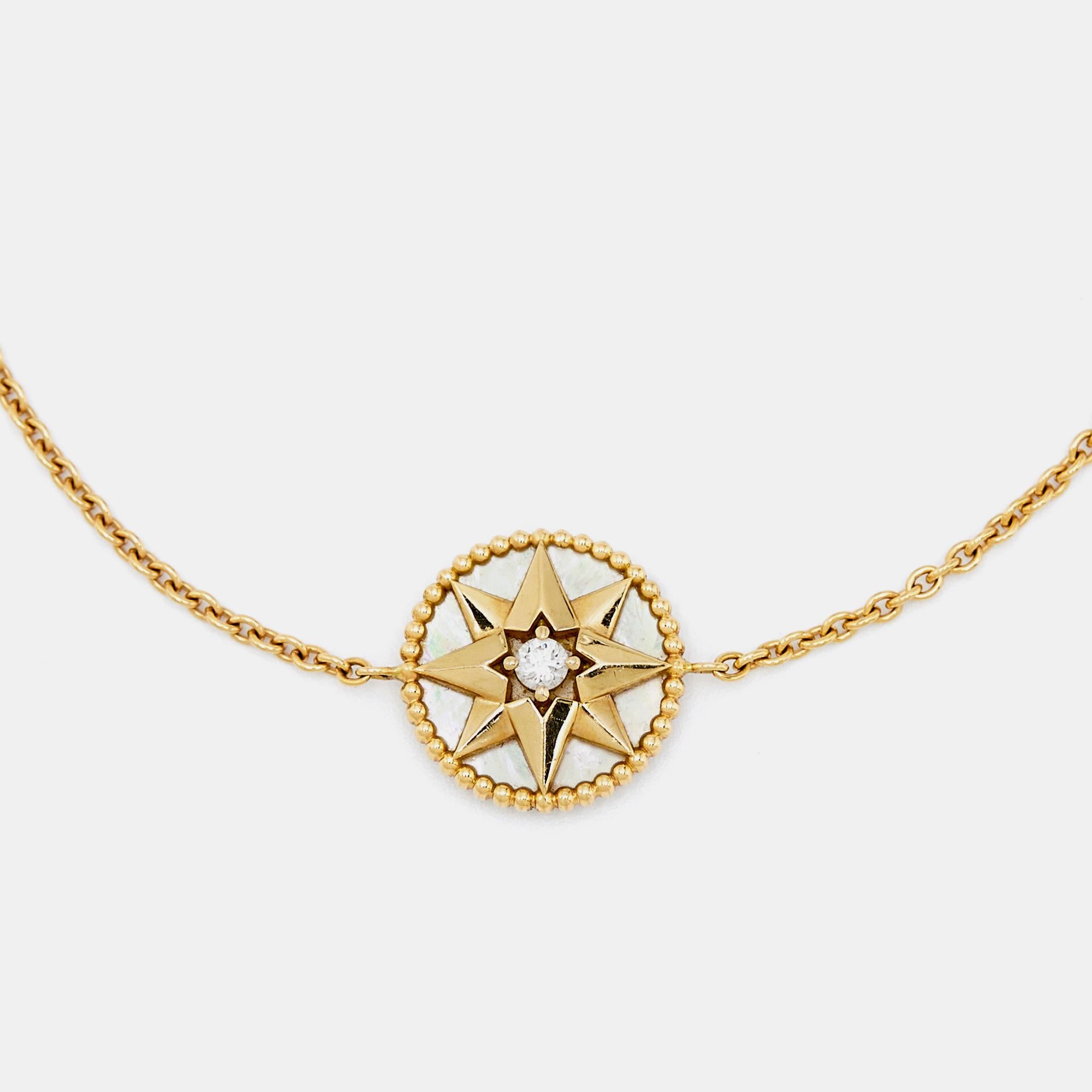 Dior Rose Des Vents Bracelet en or jaune 18 carats avec diamants et nacre Pour femmes en vente