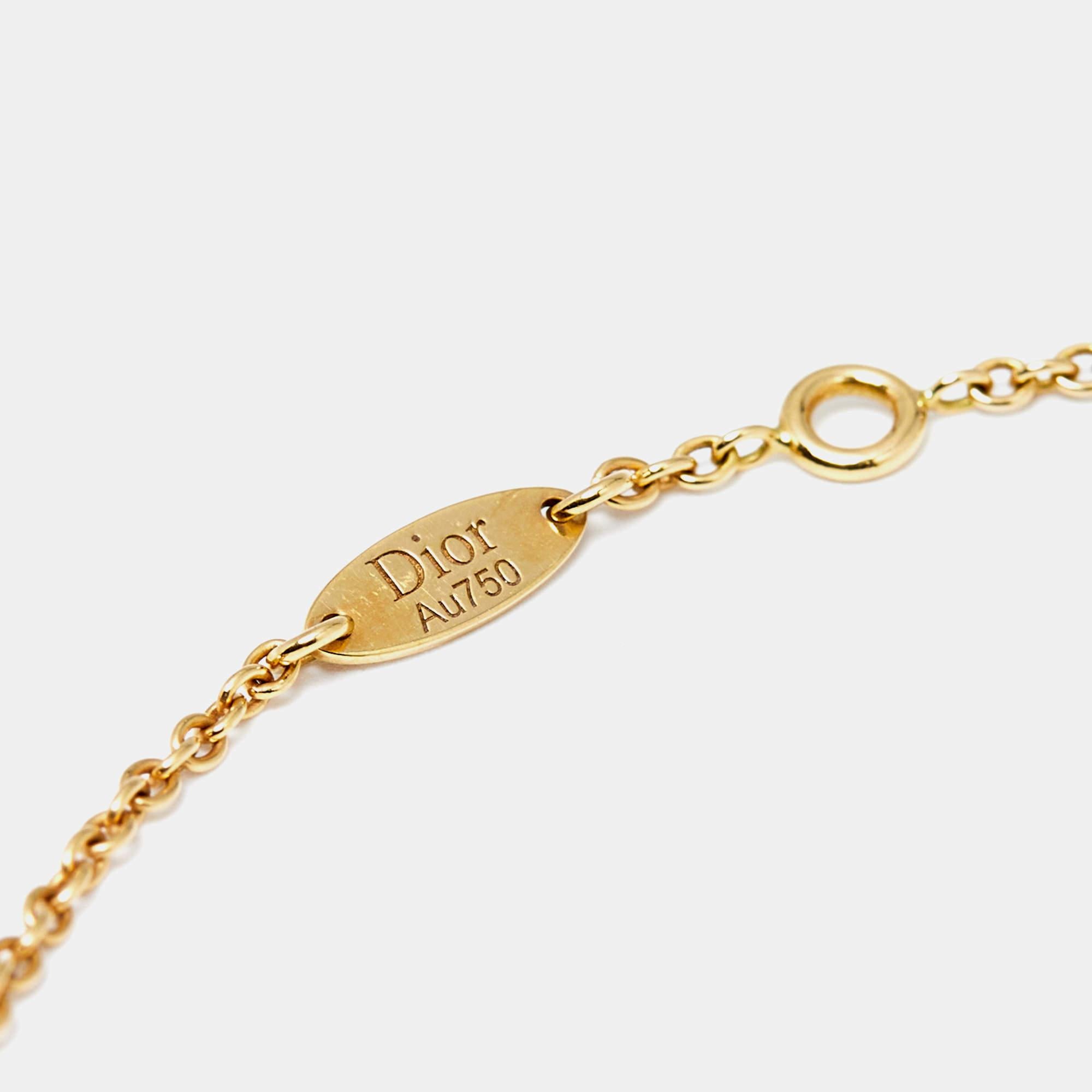 Women's Dior Rose Des Vents Diamond Mother of Pearl 18k Yellow Gold Bracelet For Sale