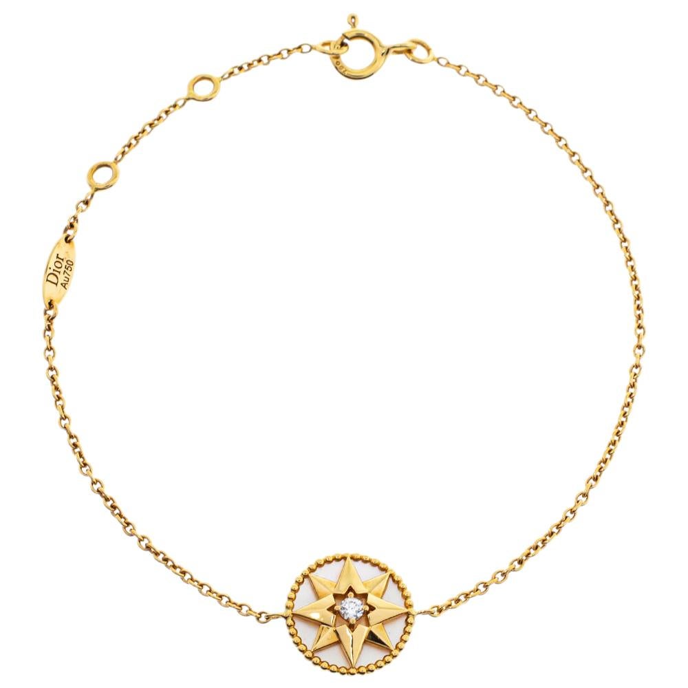 Dior Rose des Vents Diamond Turquoise 18k Yellow Gold Bracelet