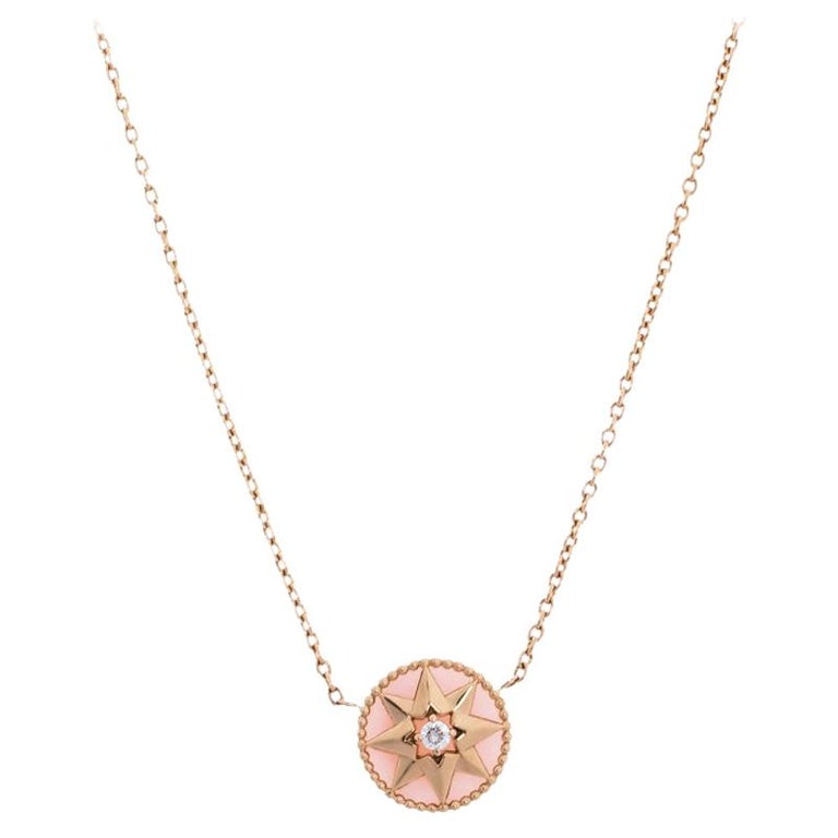 Dior Rose Des Vents Diamond Pink Opal 18K Rose Gold Necklace For Sale at  1stDibs